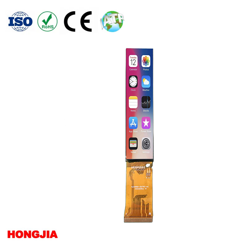 LCD tipo barra de 2,88 pulgadas (120 x 640) con interfaz táctil, SPI/MCU y compatibilidad con microcontrolador