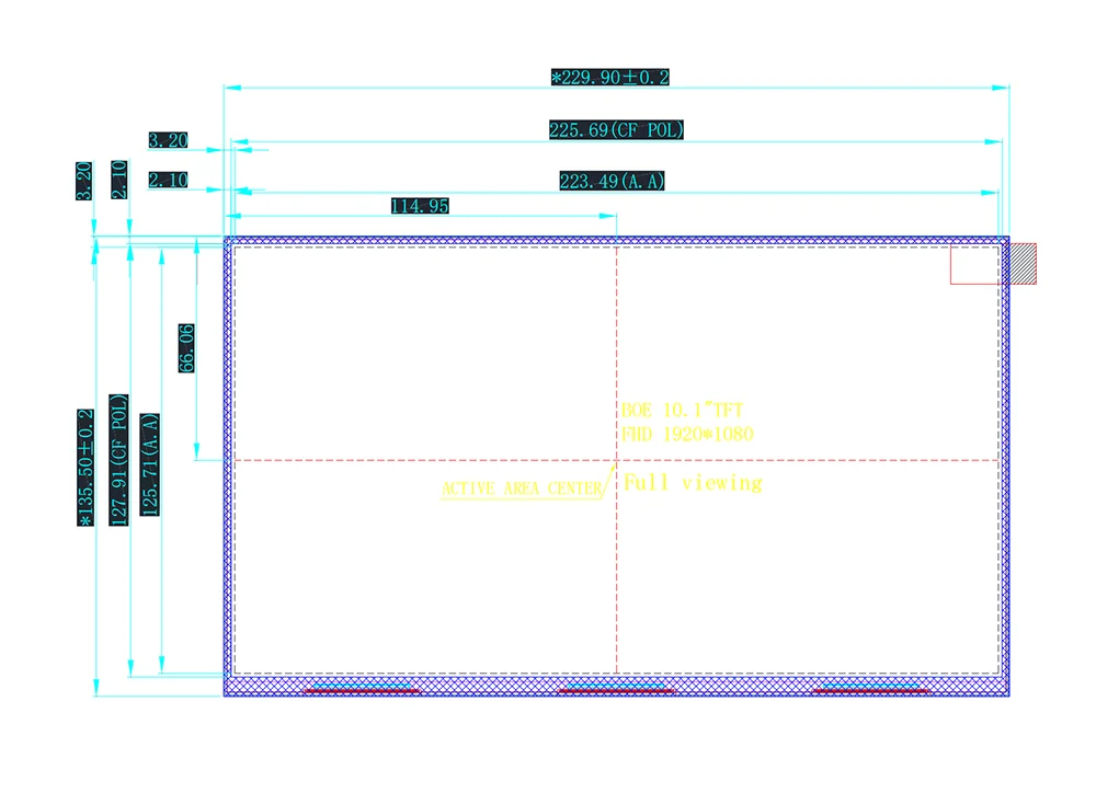 10.1 inch tft IPS display 1920x1080 with lvds 40PIN Interface